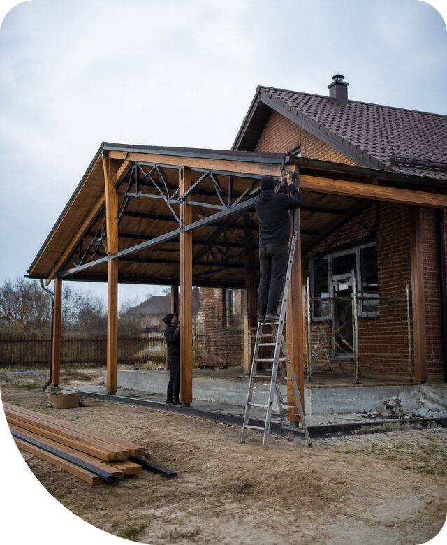 Пристройка навеса к дому и участку в Набережных Челнах под ключ