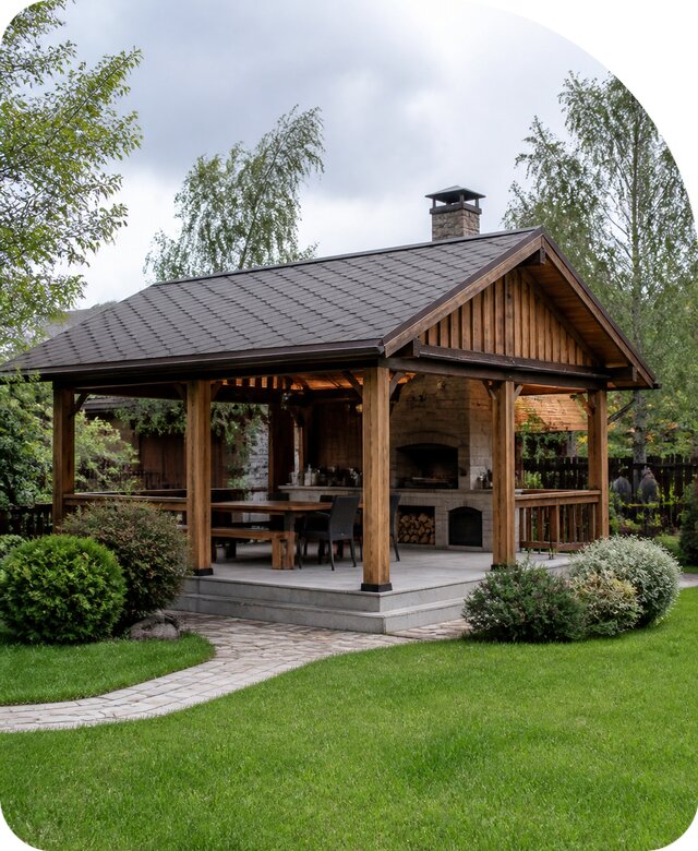 Беседка с печью в Набережных Челнах по цене от 457110 р. | РадиДОМА-Нбр